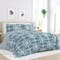 Reversible Daisy Medallion Striped Comforter Set Down Filled Microfiber with Pillow Shams